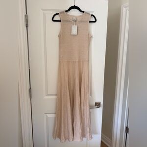120% Lino Women's Light Beige Maxi Dress NWT - Knit Scoop Neck
